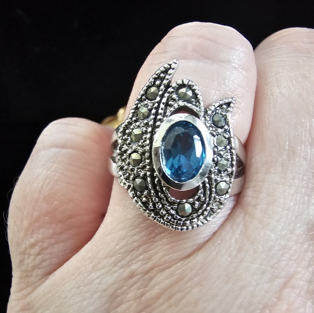 Vintage 14k White Gold Electroplated Ring Size 8 New Old Stock - Picture 4 of 6